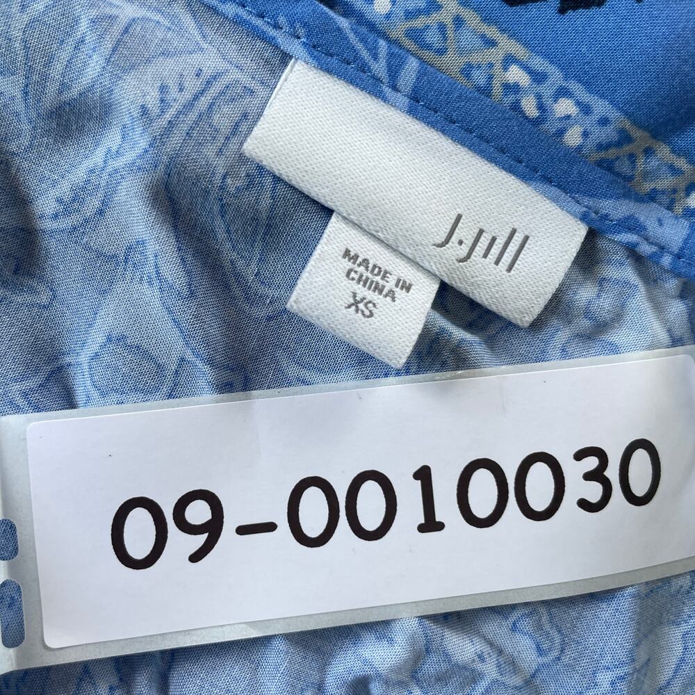 J. Jill Tank Top‎ Women X Small Blue Boho Floral Button Front Tunic Split V - Picture 4 of 7